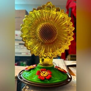 Glass hummingbird feeder